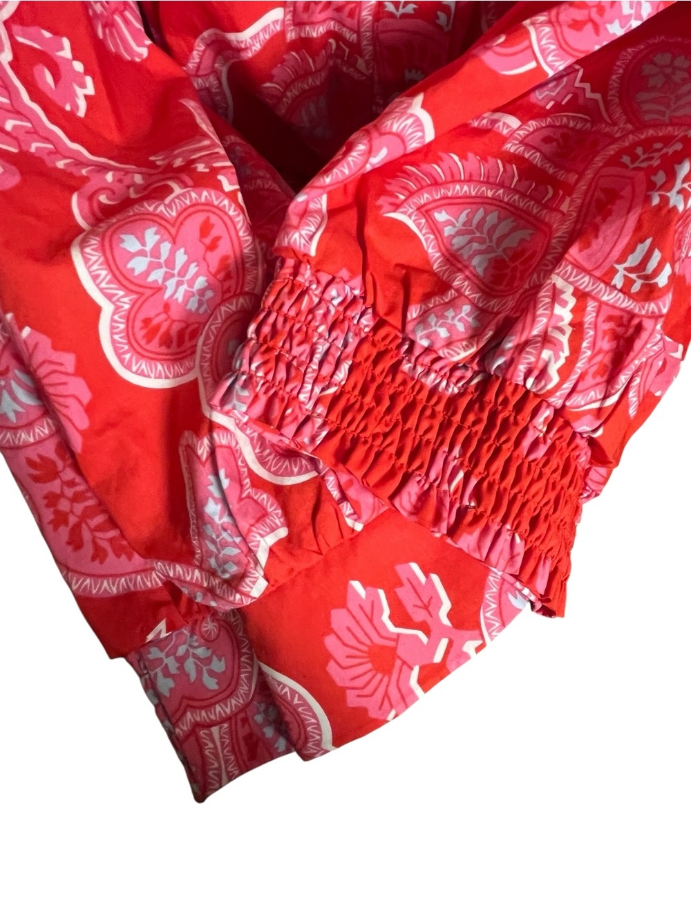 Boden Alba Tiered Cotton Maxi Dress Flame Scarlet, Cascade Paisley — Size 16/18R - Picture 8 of 12